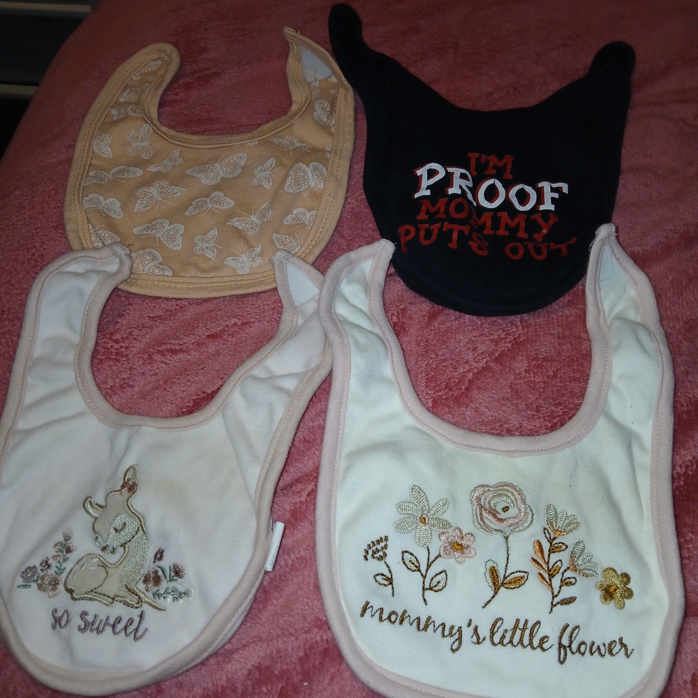 Baby Bib Set - Tan, Black, Cream